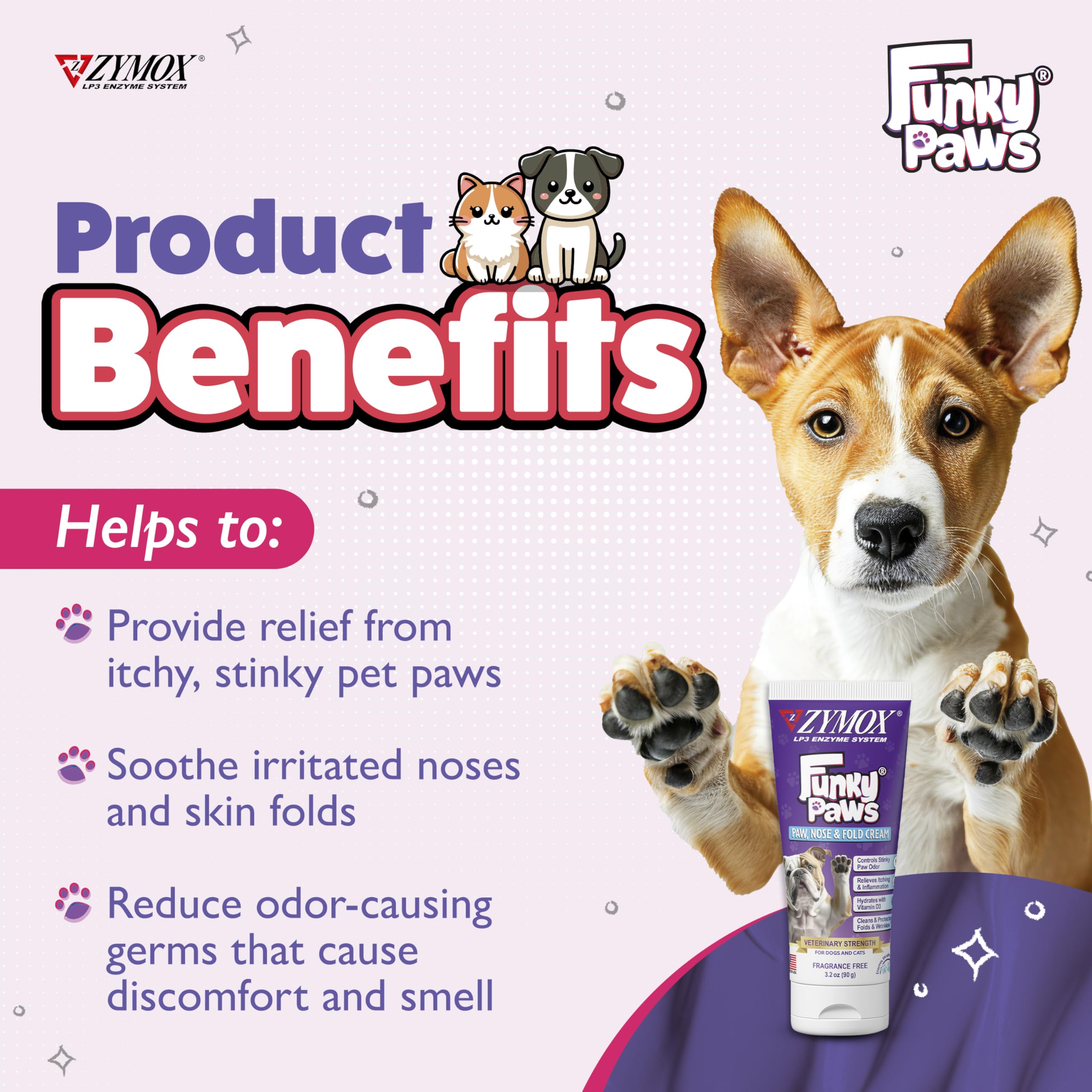 Zymox Funky Paws tube ouvert révélant la consistance sûre pour léchage
