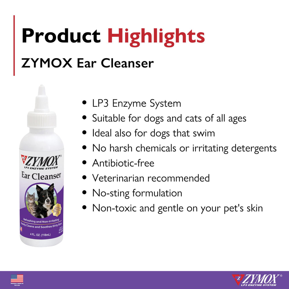 Zymox gouttes en application dans l'oreille illustrant usage simple et non irritant