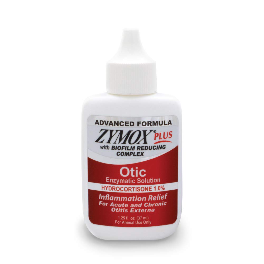 Zymox Otic Plus emballage avant montrant l'utilisation facile et bénéfice apaisant