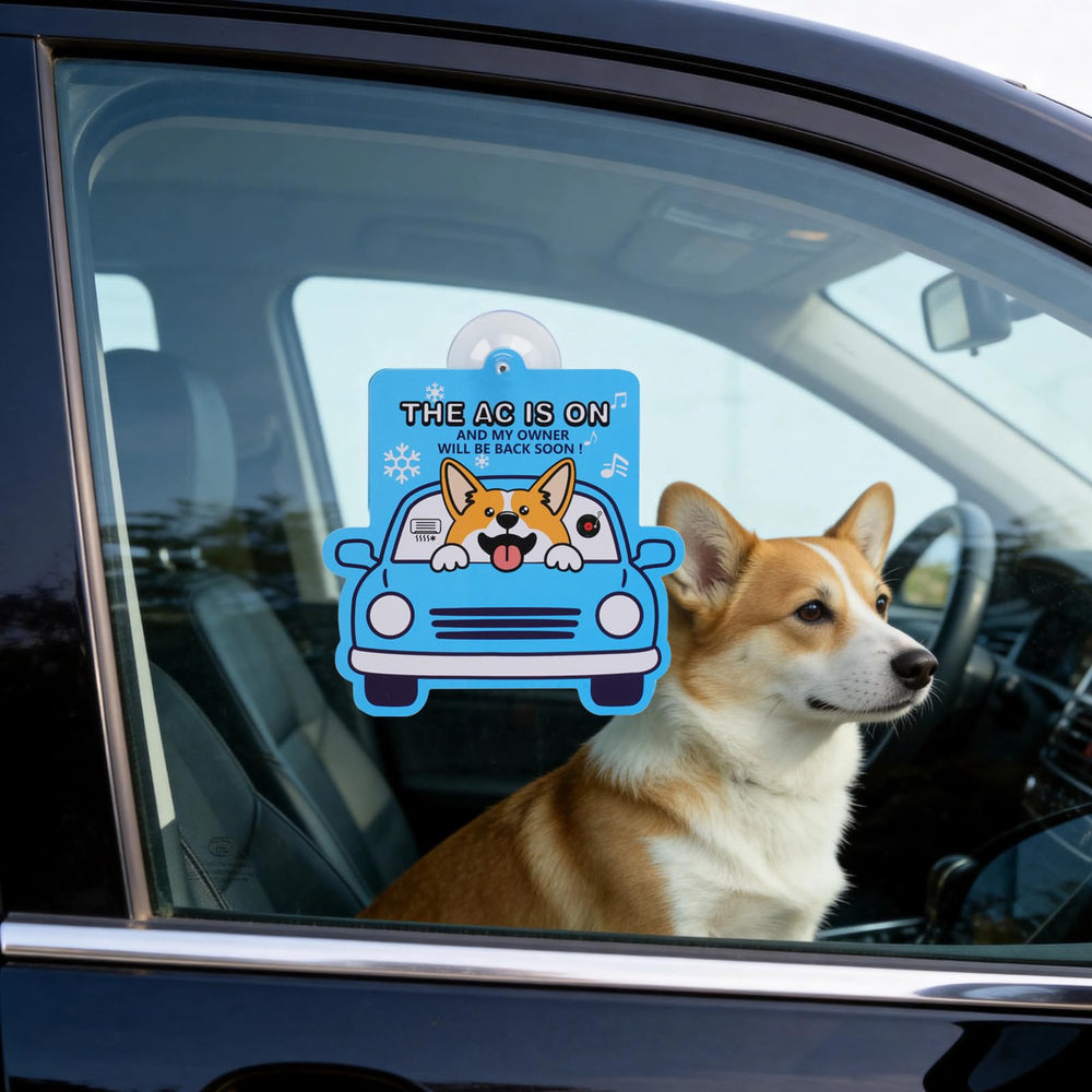 Zynoro panneau dans voiture avec chien illustre confort et signalisation