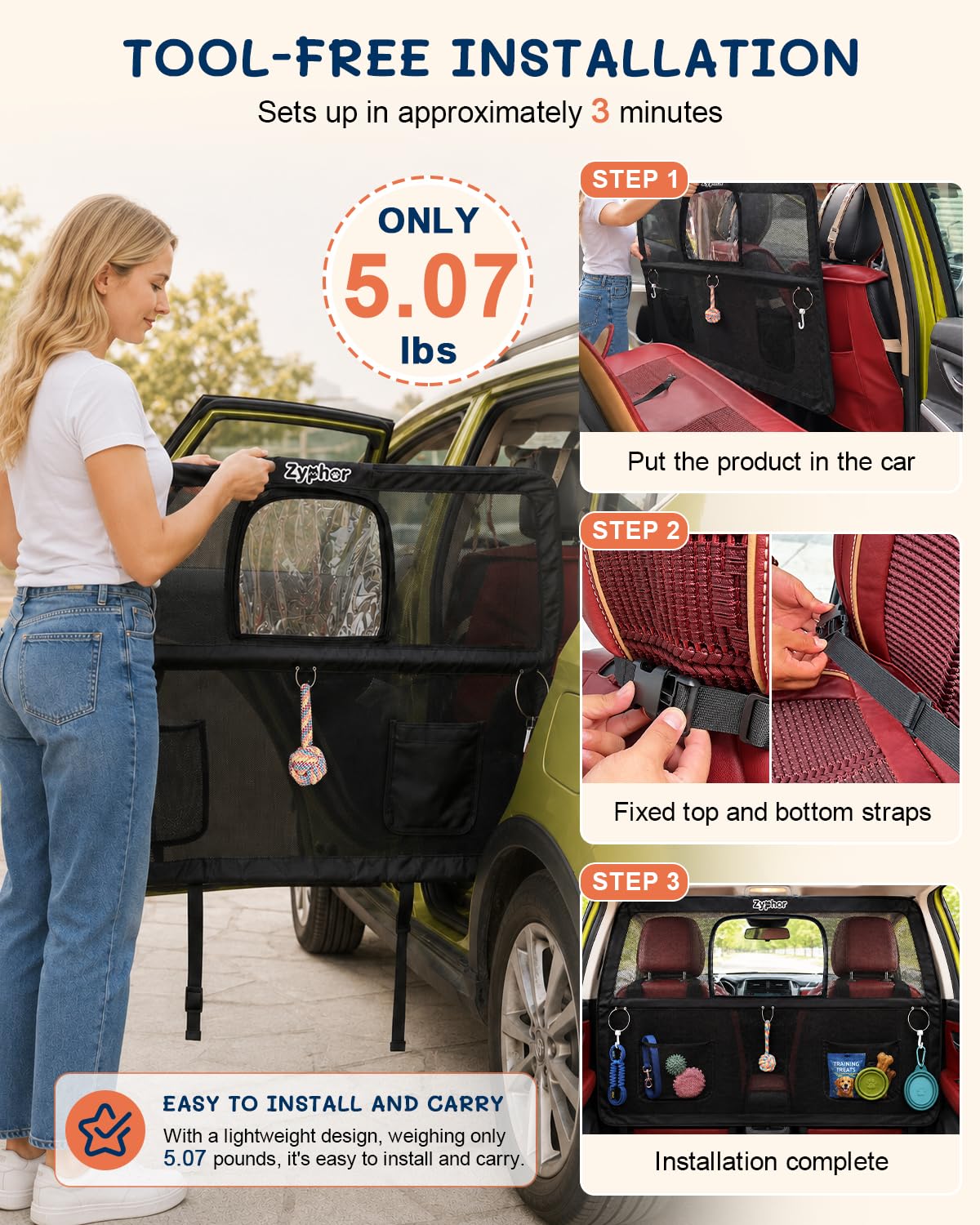 Zyphor barrière montrée avec chien taille comparative, protection adaptée et visible